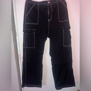 Black and white baggy pants